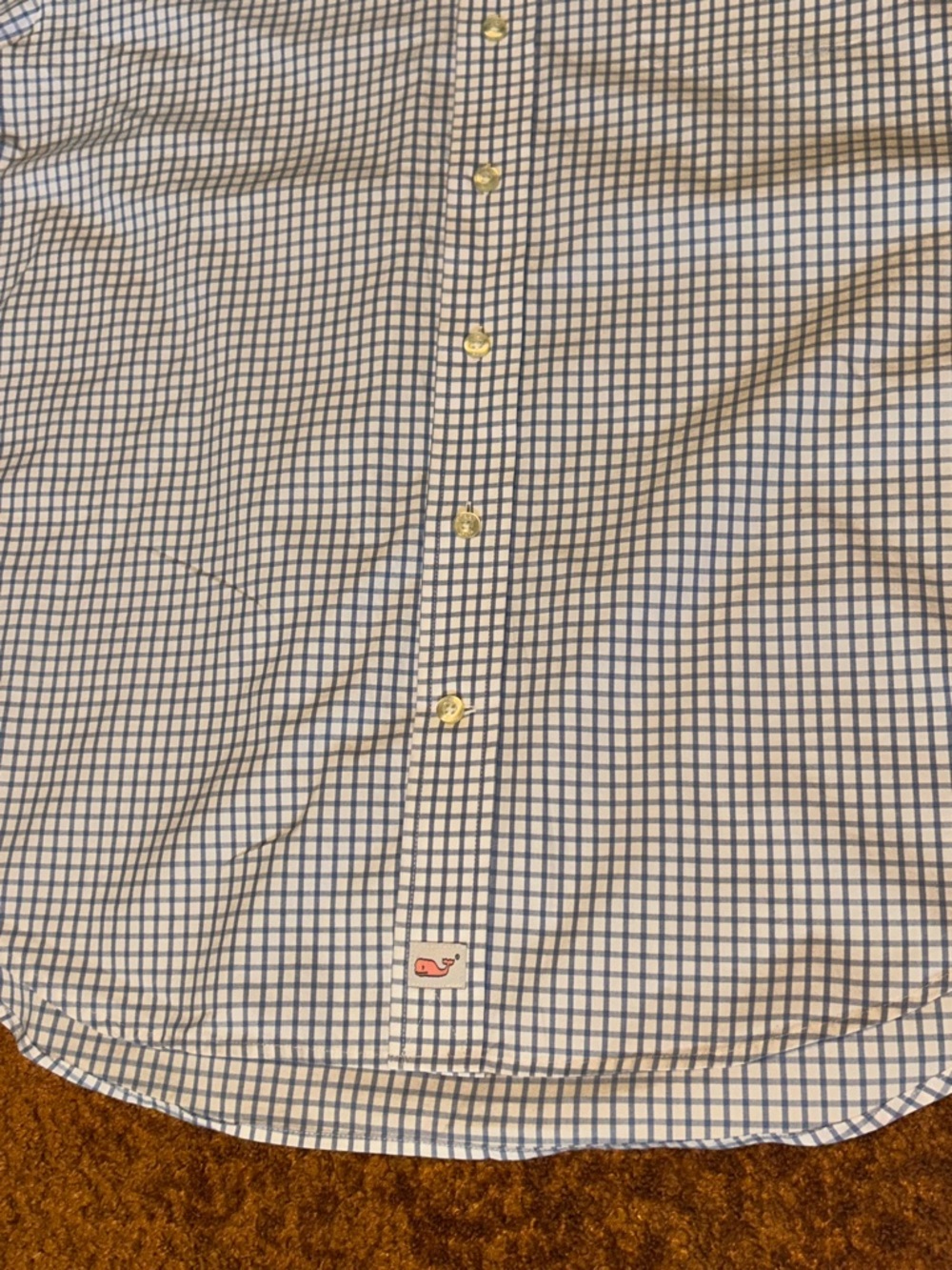 Vineyard Vines White and Blue Check Button-Down Shirt - Picture 4 of 7